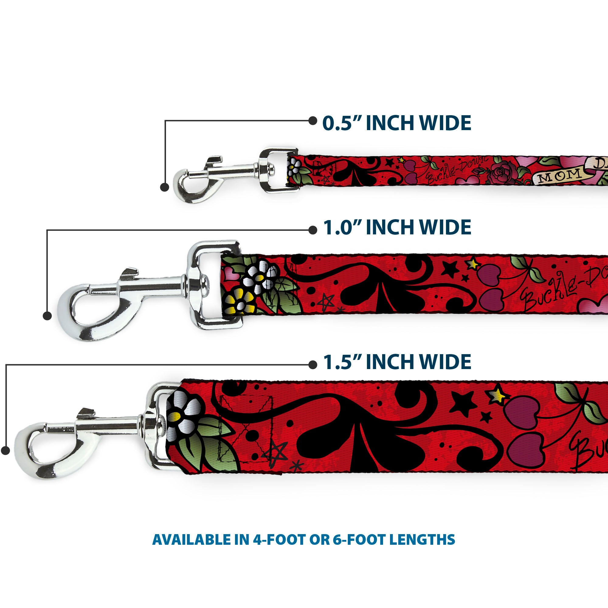 Dog Leash - Mom & Dad Red Dog Leashes Buckle-Down