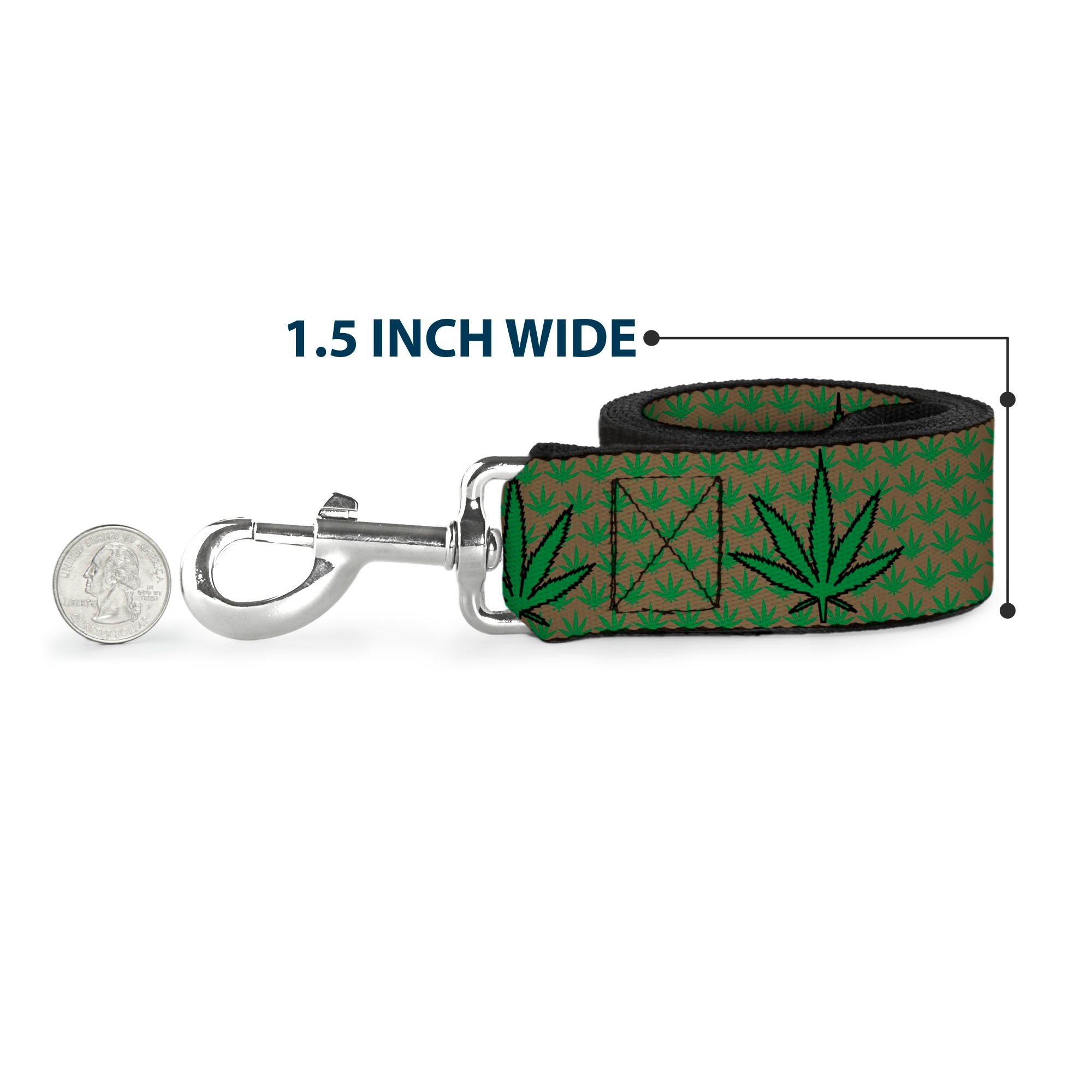 Buckle-Down Dog Leash - Marijuana Garden Tan/Green Dog Leashes Buckle-Down