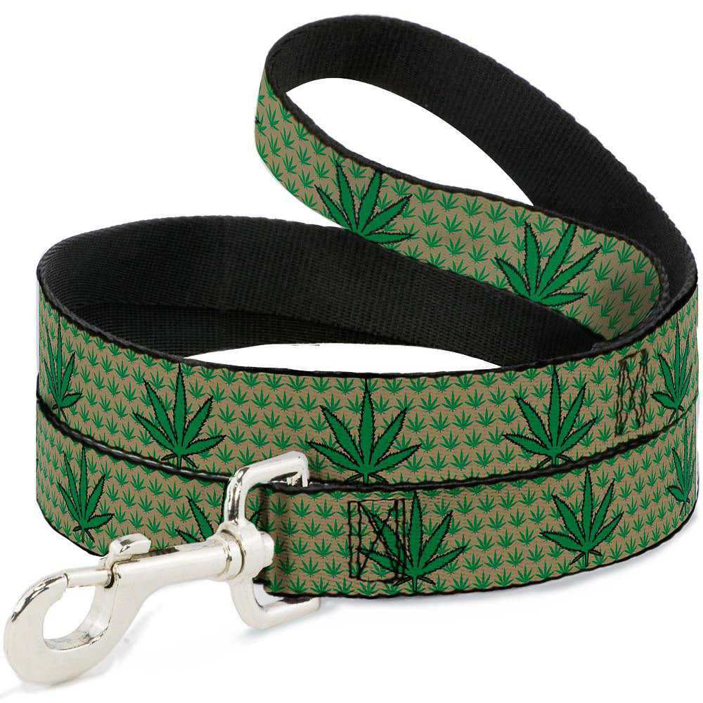Buckle-Down Dog Leash - Marijuana Garden Tan/Green Dog Leashes Buckle-Down
