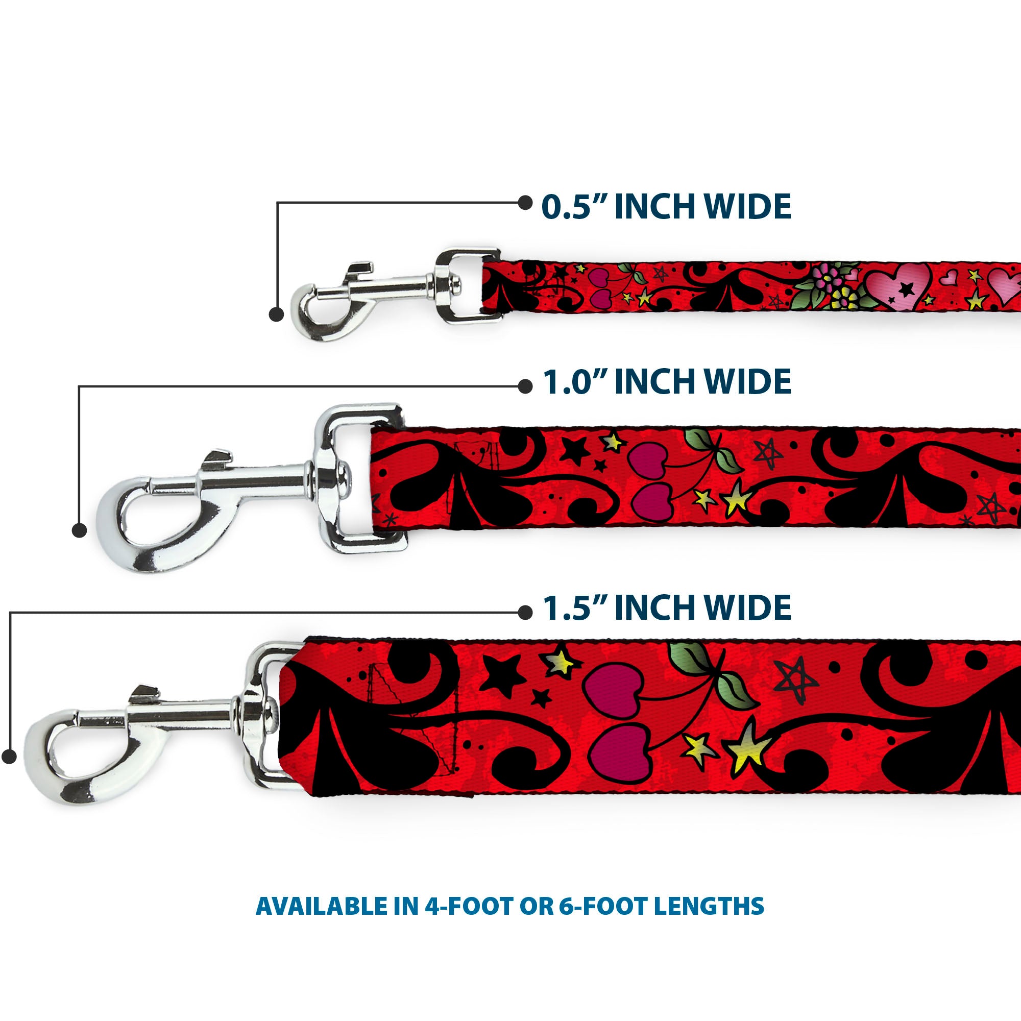 Dog Leash - Mom & Dad CLOSE-UP Red Dog Leashes Buckle-Down