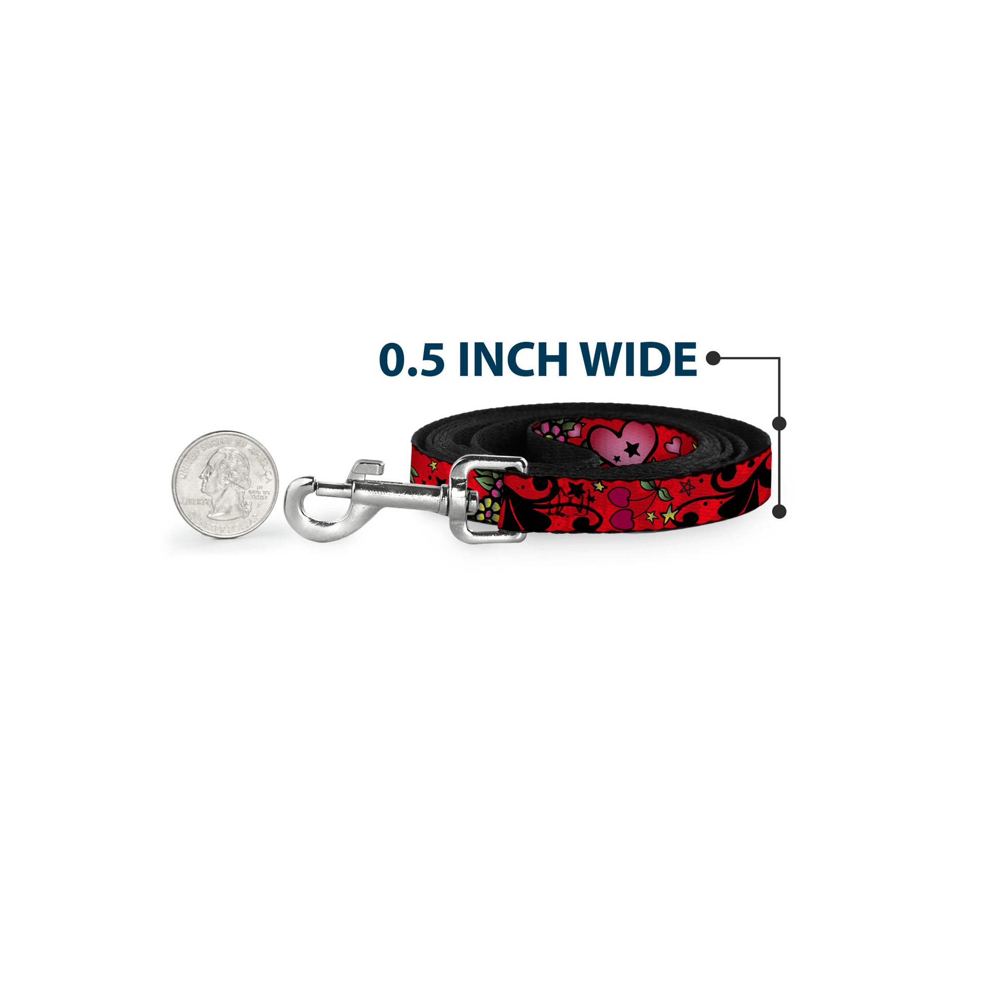 Dog Leash - Mom & Dad CLOSE-UP Red Dog Leashes Buckle-Down