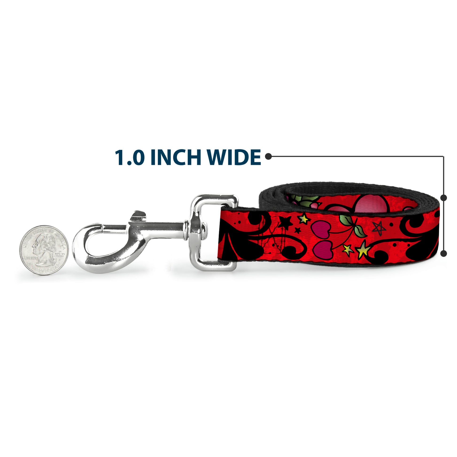 Dog Leash - Mom & Dad CLOSE-UP Red Dog Leashes Buckle-Down