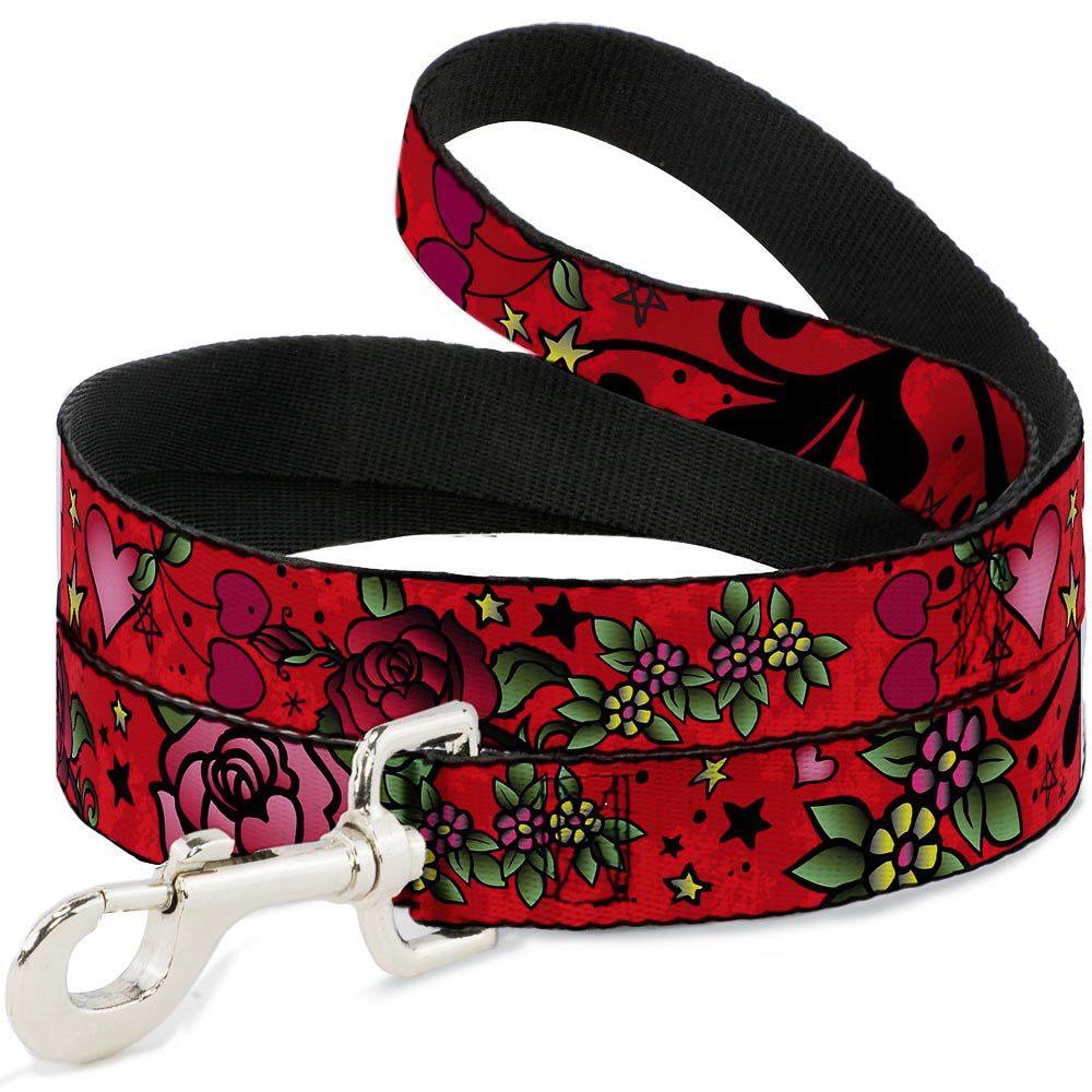 Dog Leash - Mom & Dad CLOSE-UP Red Dog Leashes Buckle-Down