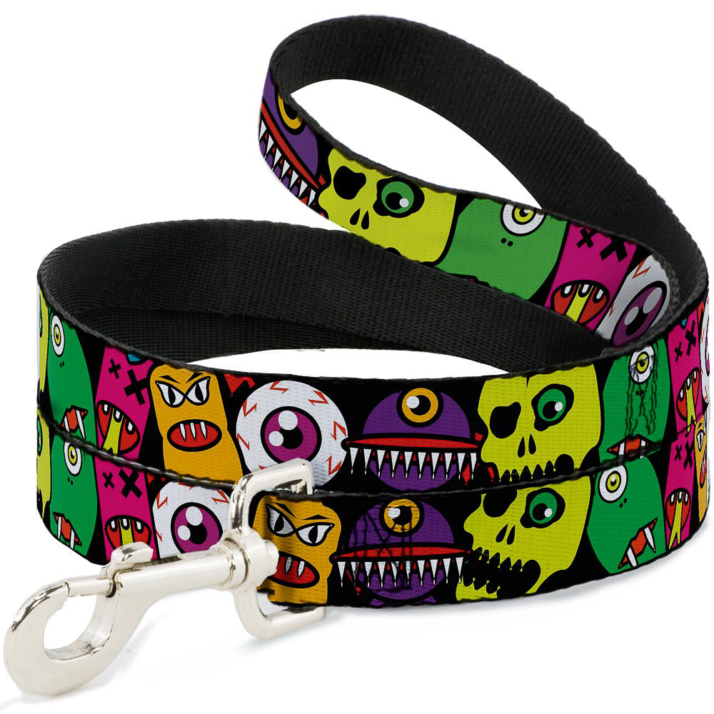 Dog Leash - Monsters CLOSE-UP Black Dog Leashes Buckle-Down