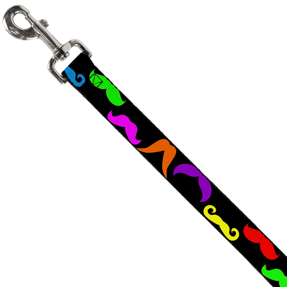 Dog Leash - Mustaches Black/Multi Color Dog Leashes Buckle-Down
