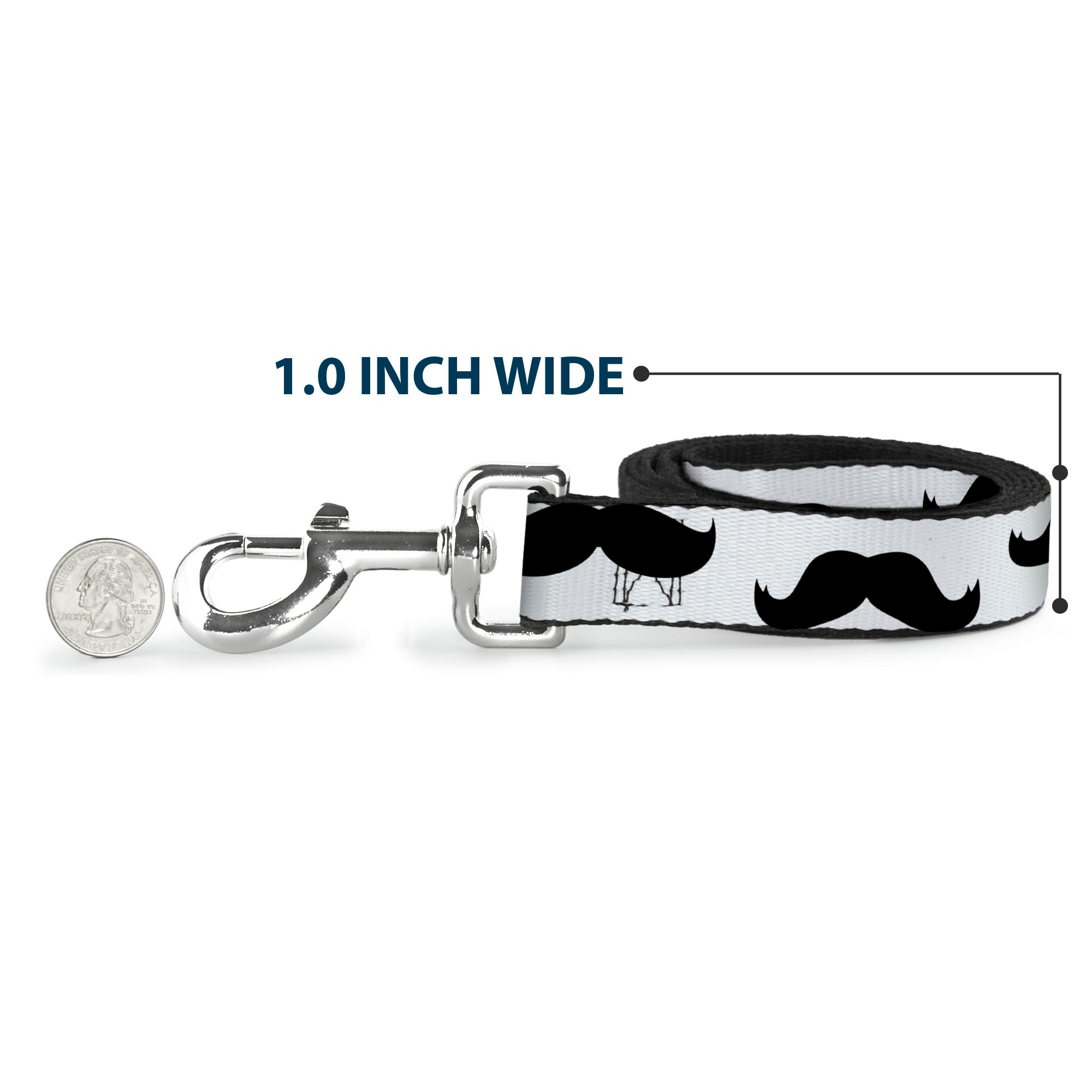Dog Leash - Mustaches White/Black Dog Leashes Buckle-Down