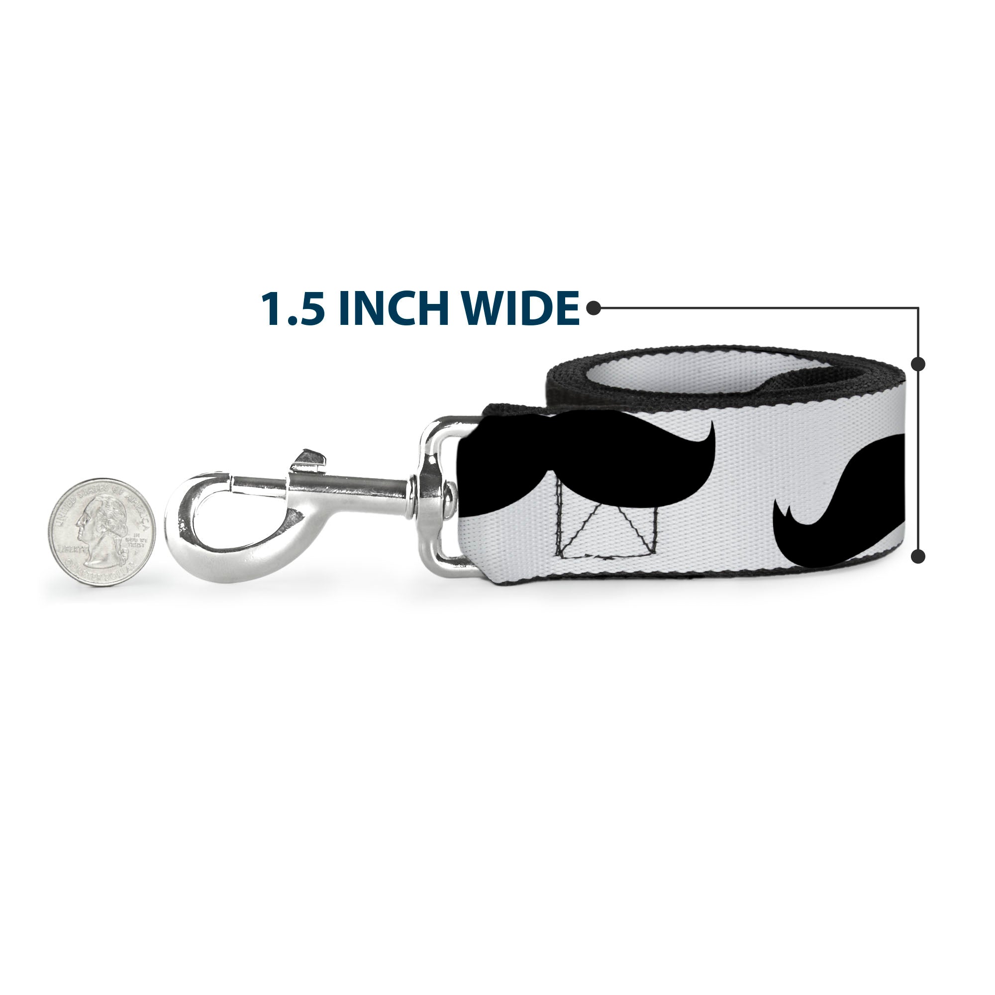 Dog Leash - Mustaches White/Black Dog Leashes Buckle-Down