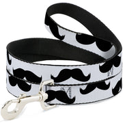 Dog Leash - Mustaches White/Black Dog Leashes Buckle-Down