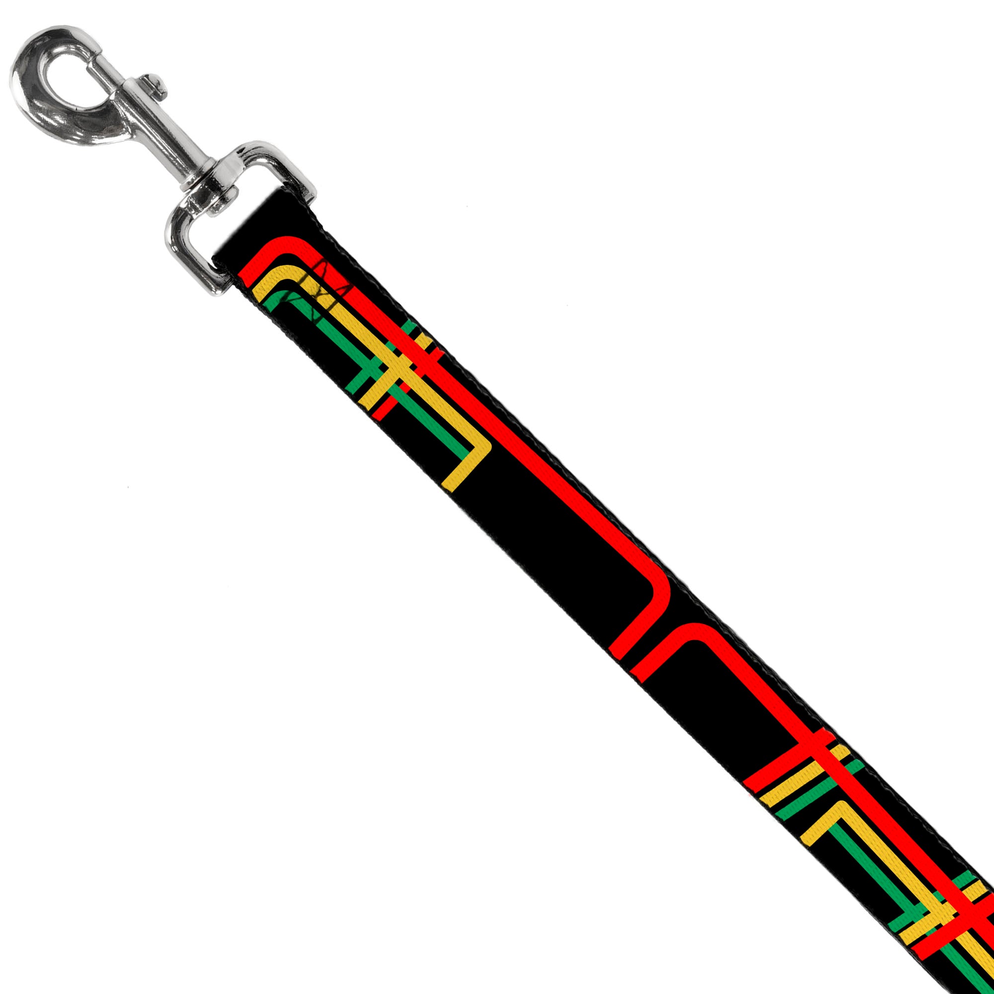 Dog Leash - Maze Lines Black/Rasta Dog Leashes Buckle-Down