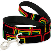 Dog Leash - Maze Lines Black/Rasta Dog Leashes Buckle-Down