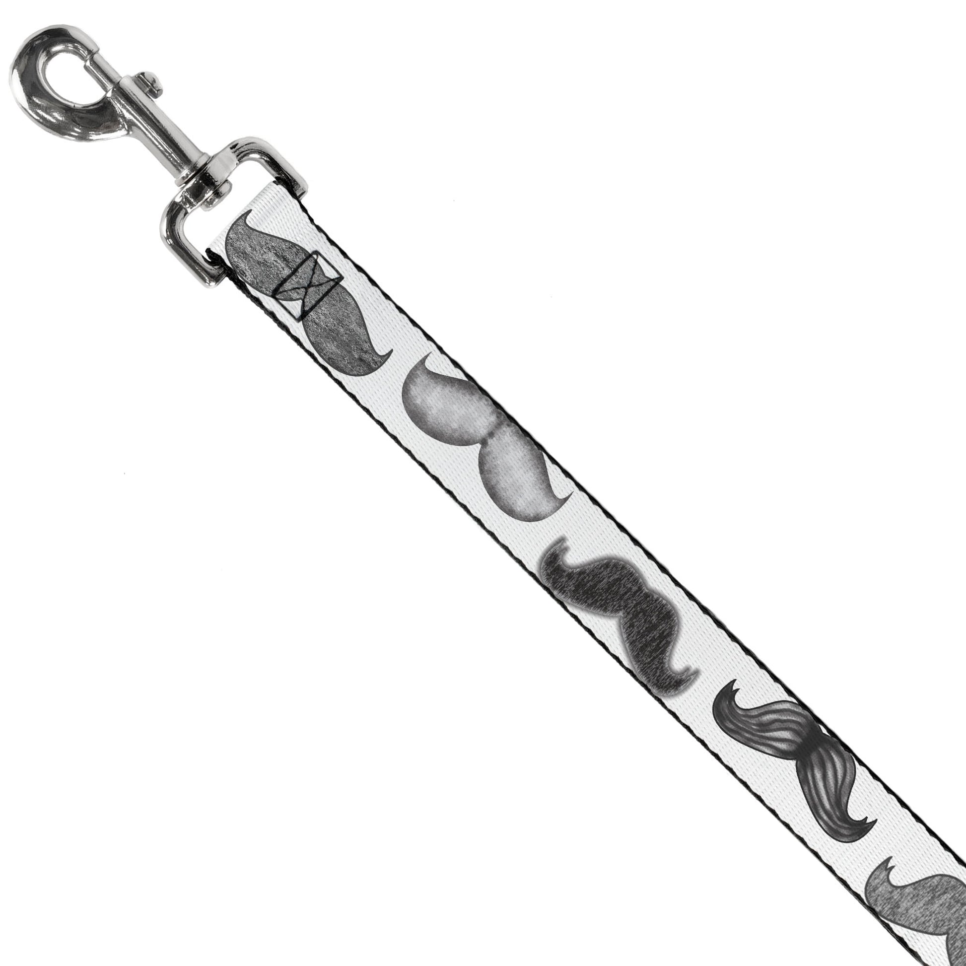 Dog Leash - Mustaches White/Sketch Dog Leashes Buckle-Down