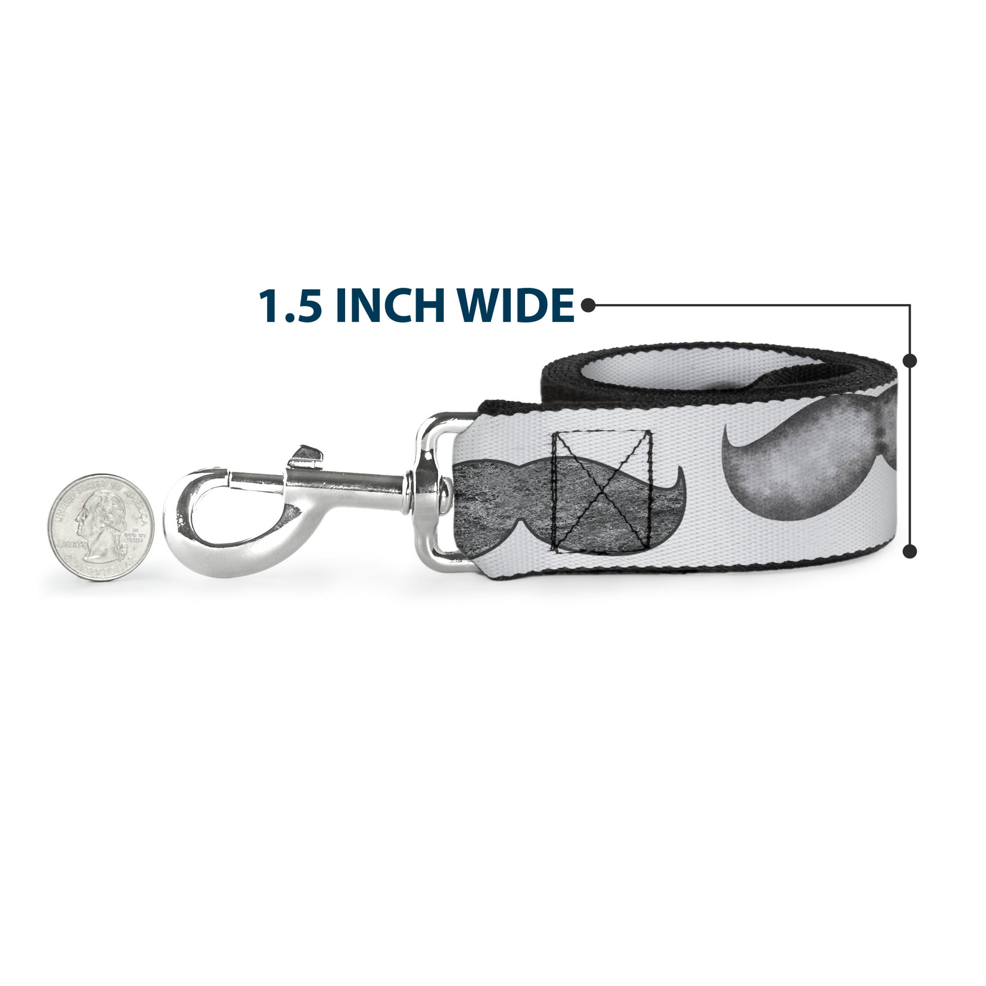 Dog Leash - Mustaches White/Sketch Dog Leashes Buckle-Down
