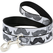 Dog Leash - Mustaches White/Sketch Dog Leashes Buckle-Down