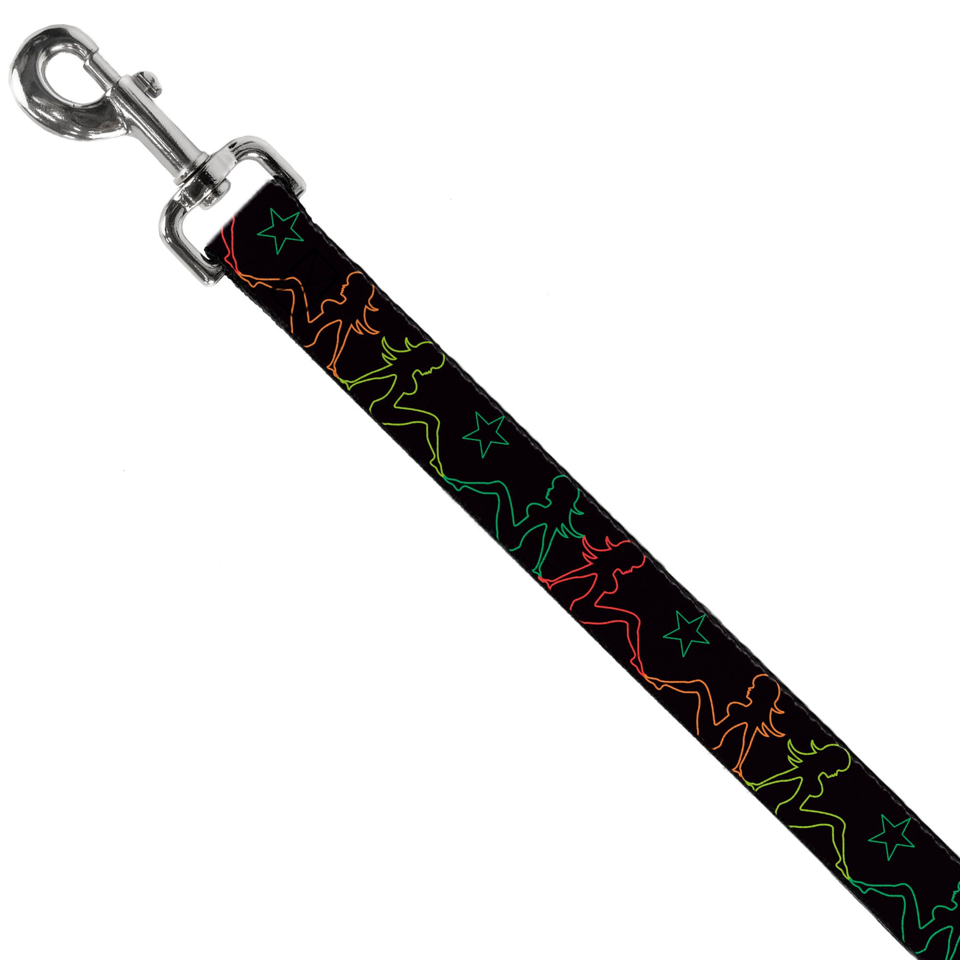 Dog Leash - Mud Flap Girls w/Star Outline Black/Multi Color Dog Leashes Buckle-Down