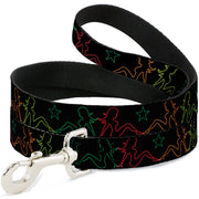 Dog Leash - Mud Flap Girls w/Star Outline Black/Multi Color Dog Leashes Buckle-Down