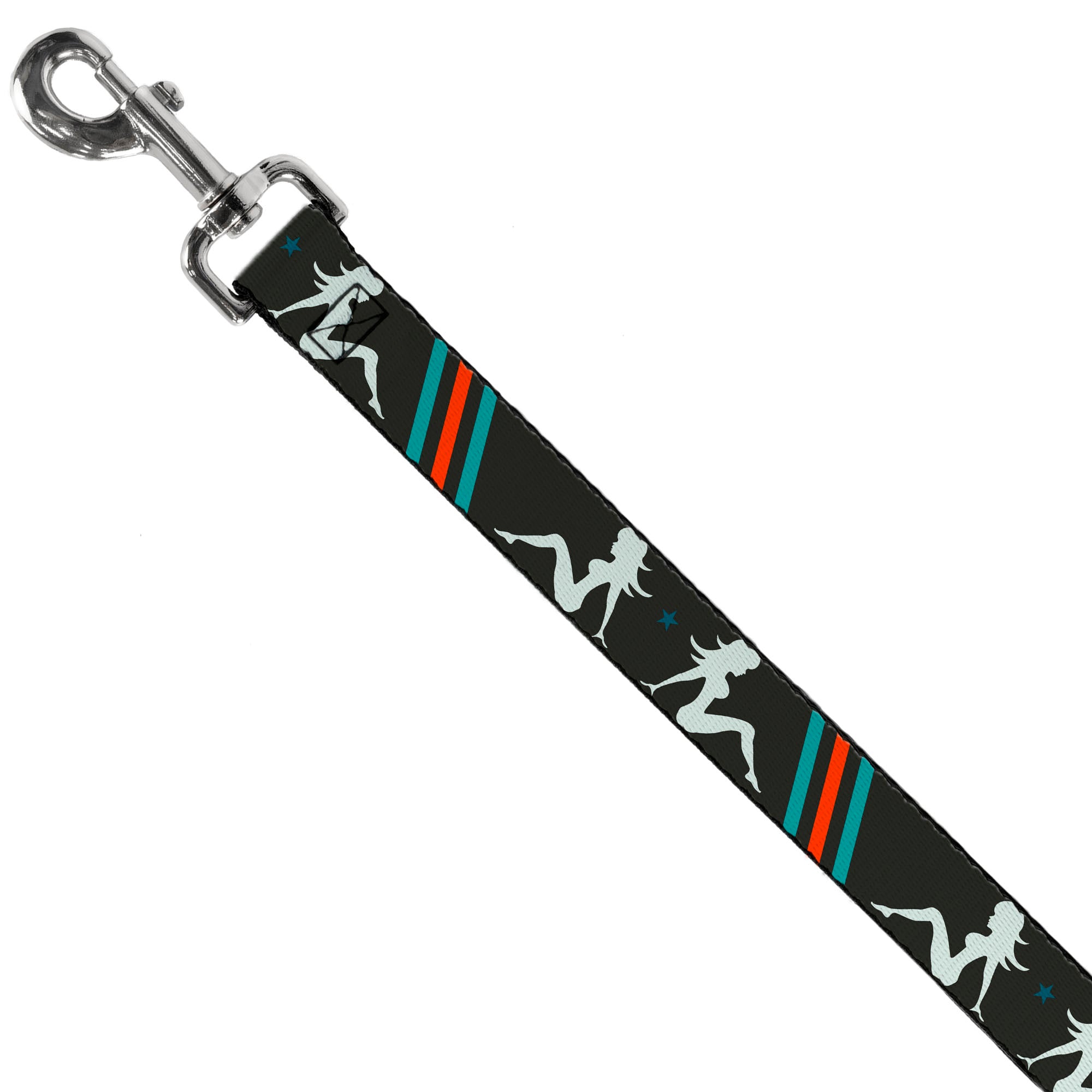 Dog Leash - Mud Flap Girls w/Stripes Gray/Turquoise/Orange Dog Leashes Buckle-Down
