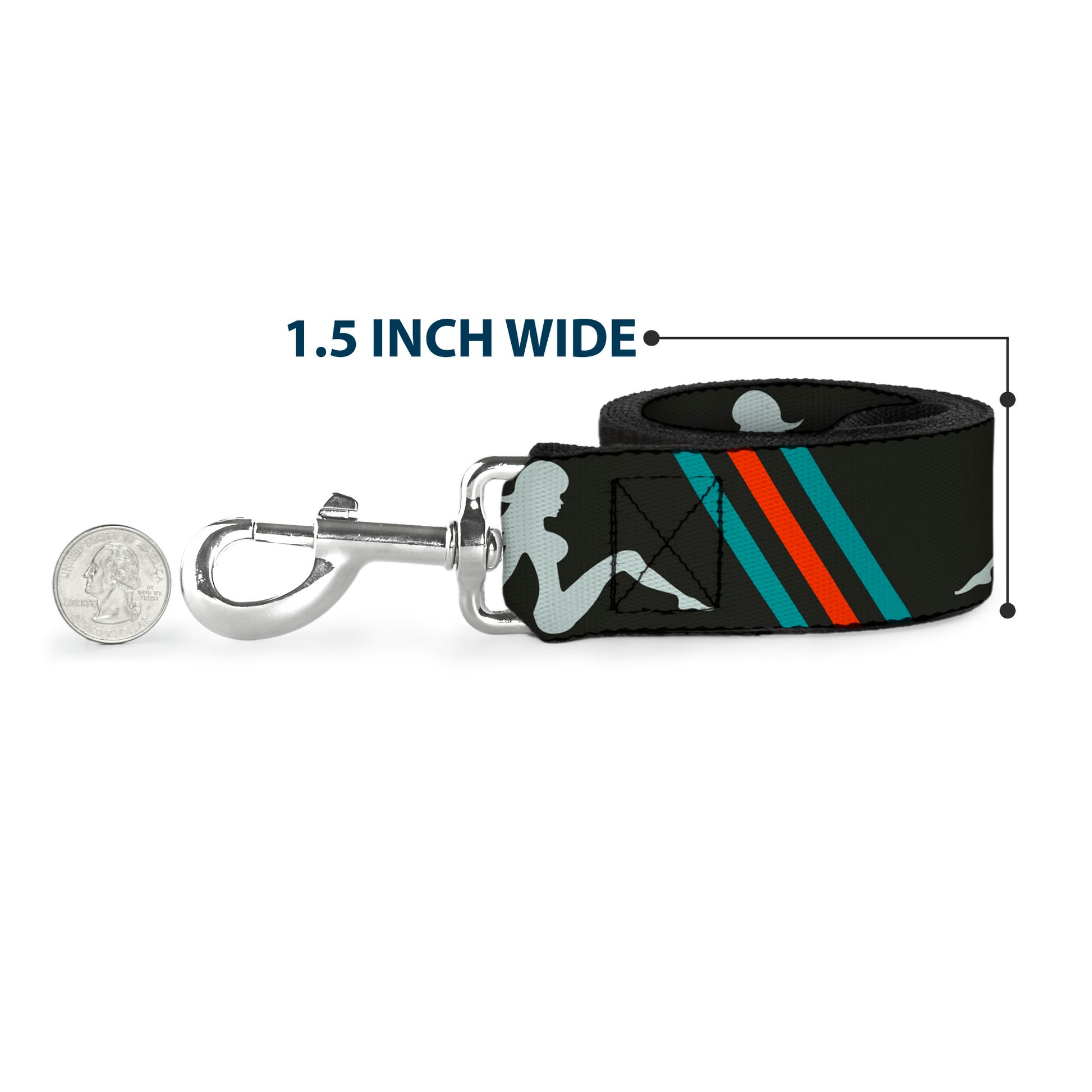Dog Leash - Mud Flap Girls w/Stripes Gray/Turquoise/Orange Dog Leashes Buckle-Down