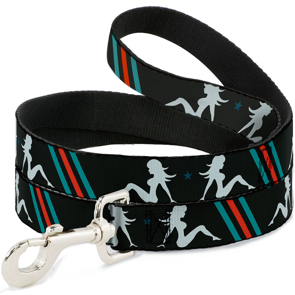 Dog Leash - Mud Flap Girls w/Stripes Gray/Turquoise/Orange Dog Leashes Buckle-Down