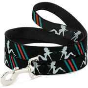 Dog Leash - Mud Flap Girls w/Stripes Gray/Turquoise/Orange Dog Leashes Buckle-Down
