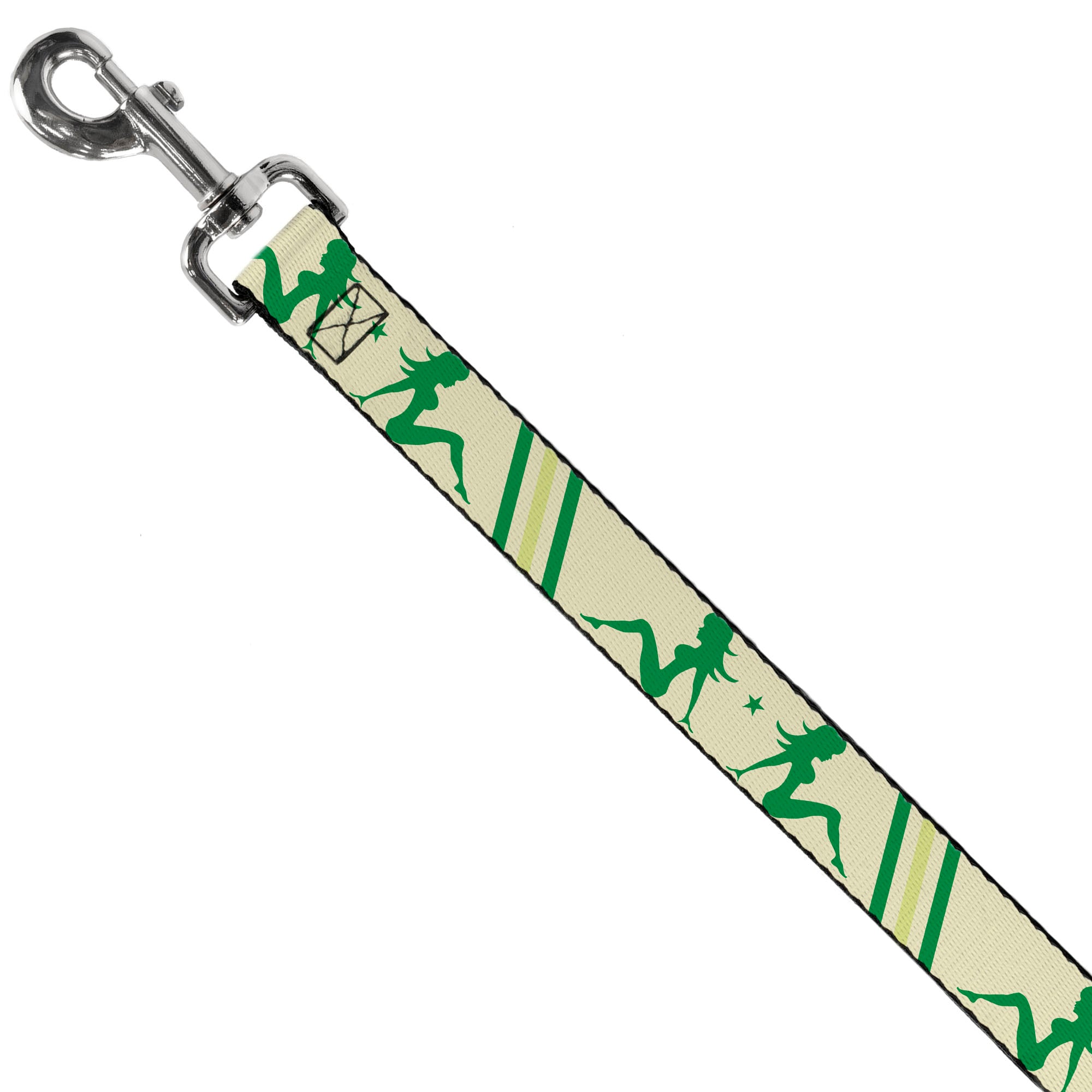 Dog Leash - Mud Flap Girls w/Stripes Tan/Green/Lime Green Dog Leashes Buckle-Down
