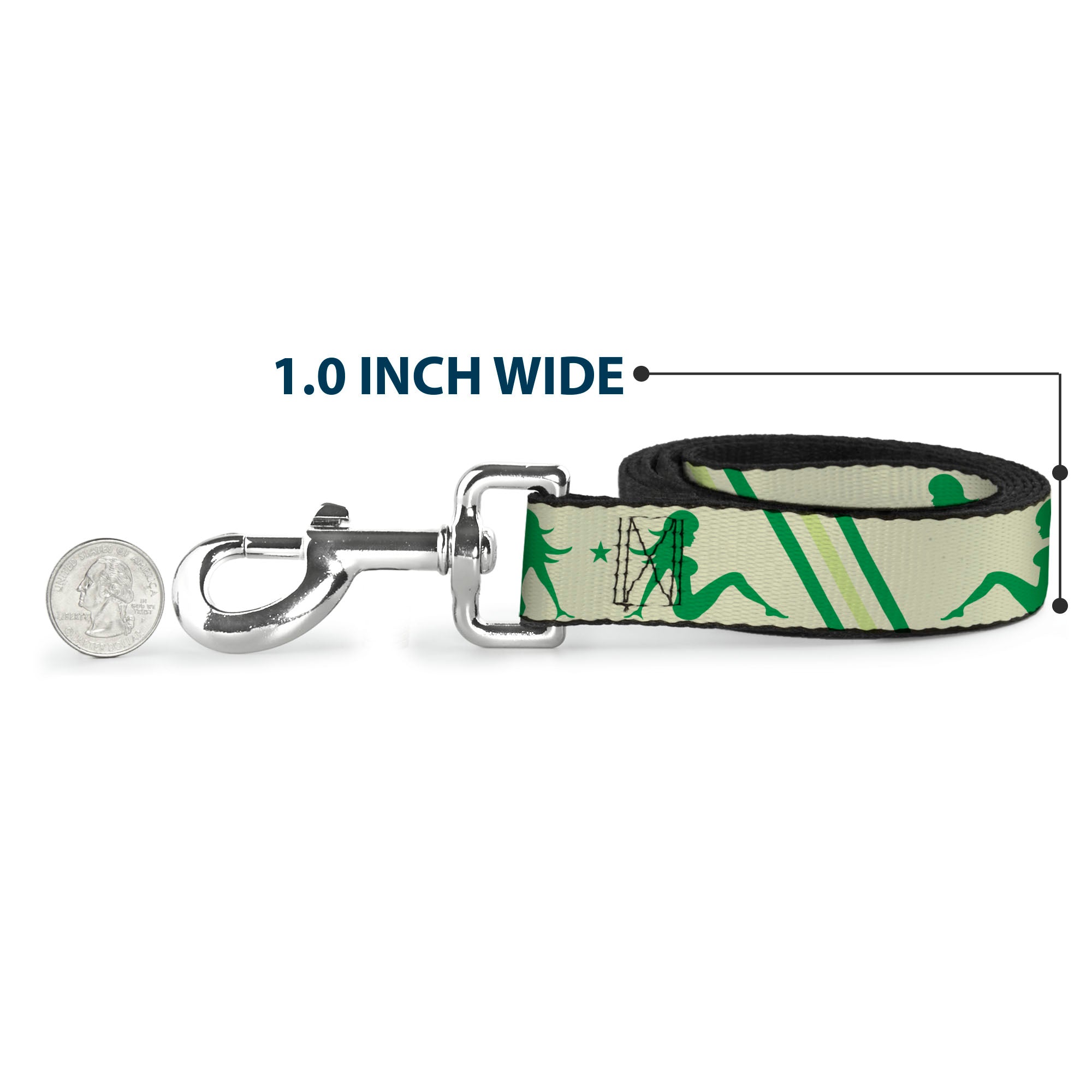 Dog Leash - Mud Flap Girls w/Stripes Tan/Green/Lime Green Dog Leashes Buckle-Down