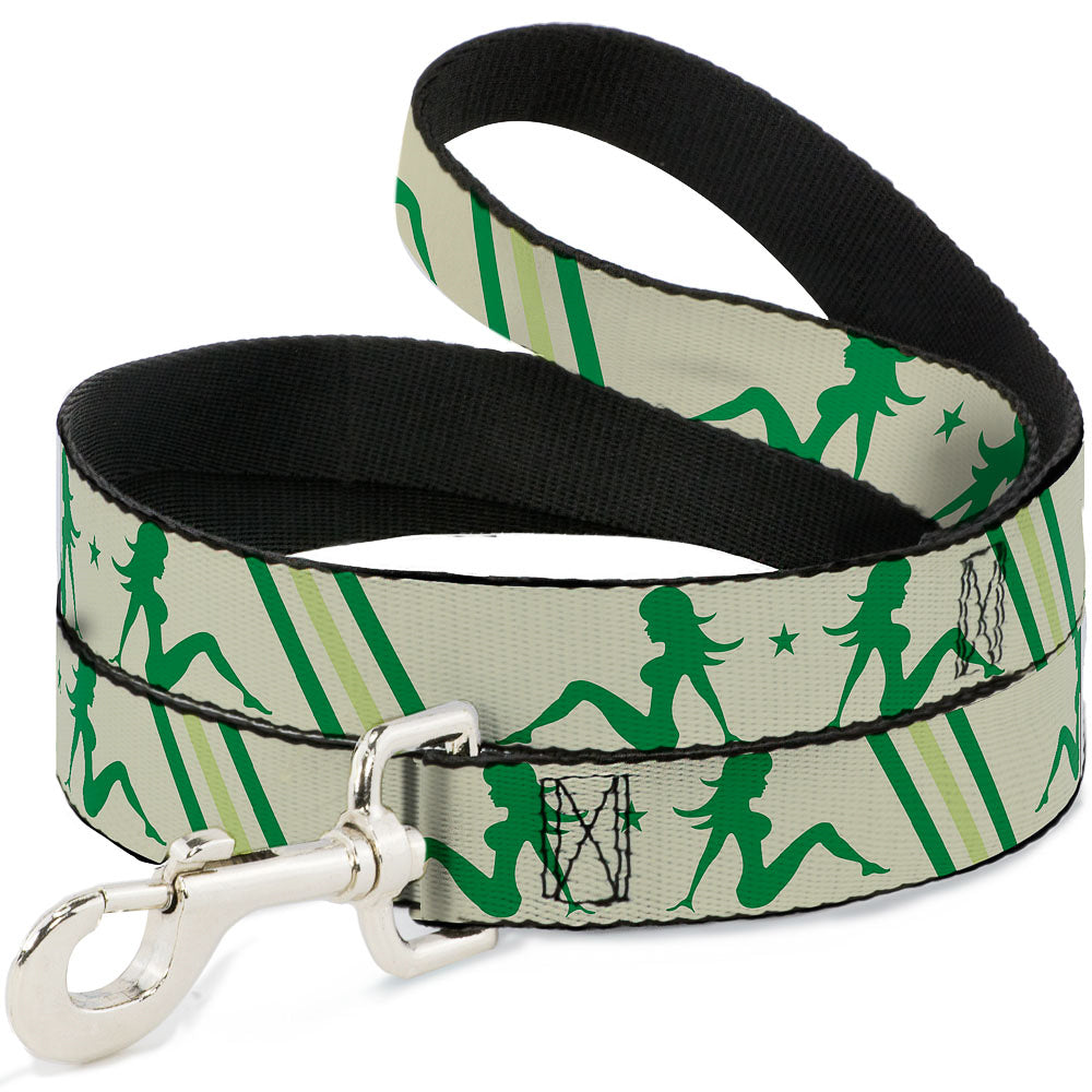 Dog Leash - Mud Flap Girls w/Stripes Tan/Green/Lime Green Dog Leashes Buckle-Down