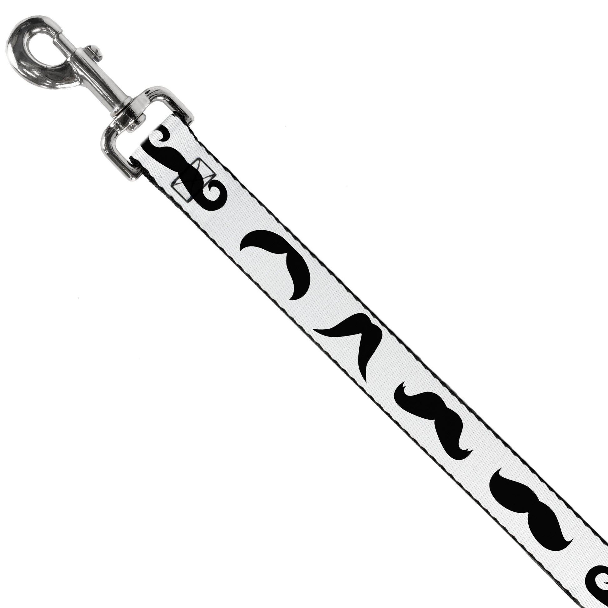 Dog Leash - Mustaches Straight White/Black Dog Leashes Buckle-Down