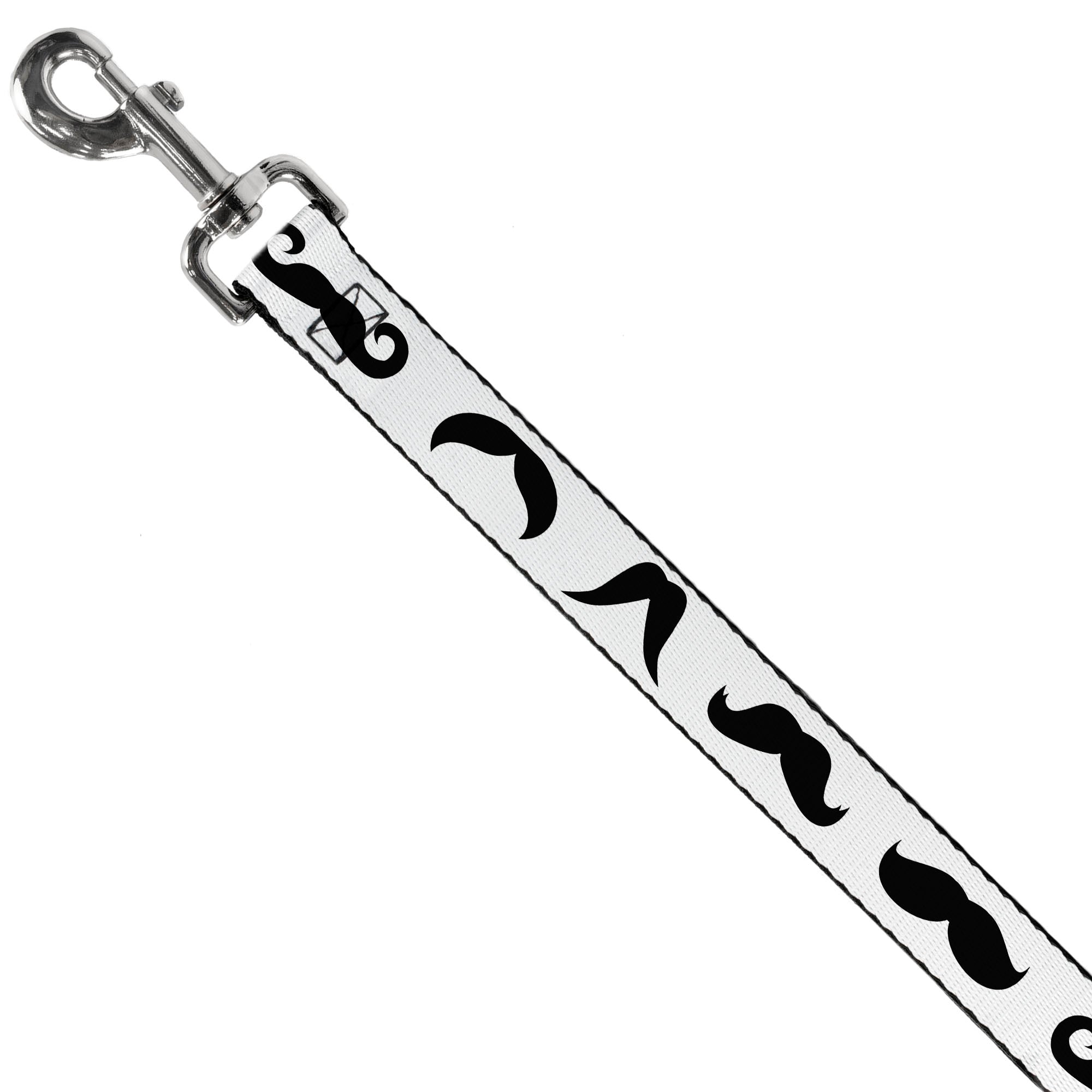 Dog Leash - Mustaches Straight White/Black Dog Leashes Buckle-Down