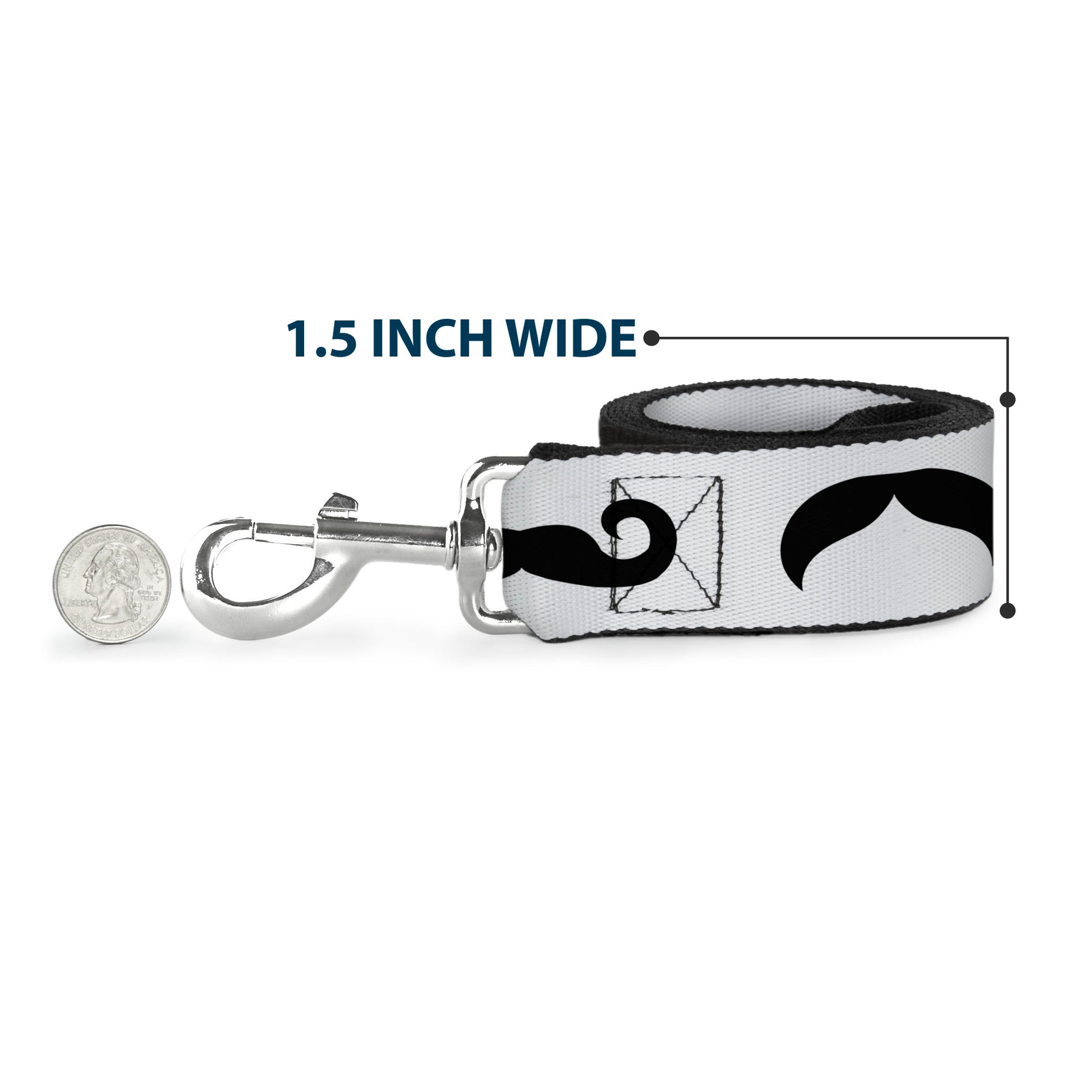 Dog Leash - Mustaches Straight White/Black Dog Leashes Buckle-Down