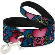 Dog Leash - Mom & Dad CLOSE-UP Blue w/Sparrows Dog Leashes Buckle-Down