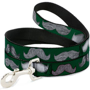 Dog Leash - Mustaches Green/Sketch Dog Leashes Buckle-Down