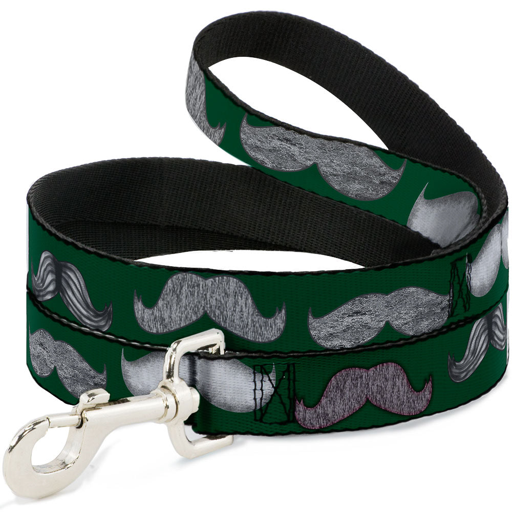 Dog Leash - Mustaches Green/Sketch Dog Leashes Buckle-Down