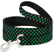 Dog Leash - Mini Checker Black/Gray/3 Green Dog Leashes Buckle-Down