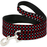 Dog Leash - Mini Checker Black/Gray/3 Red Dog Leashes Buckle-Down