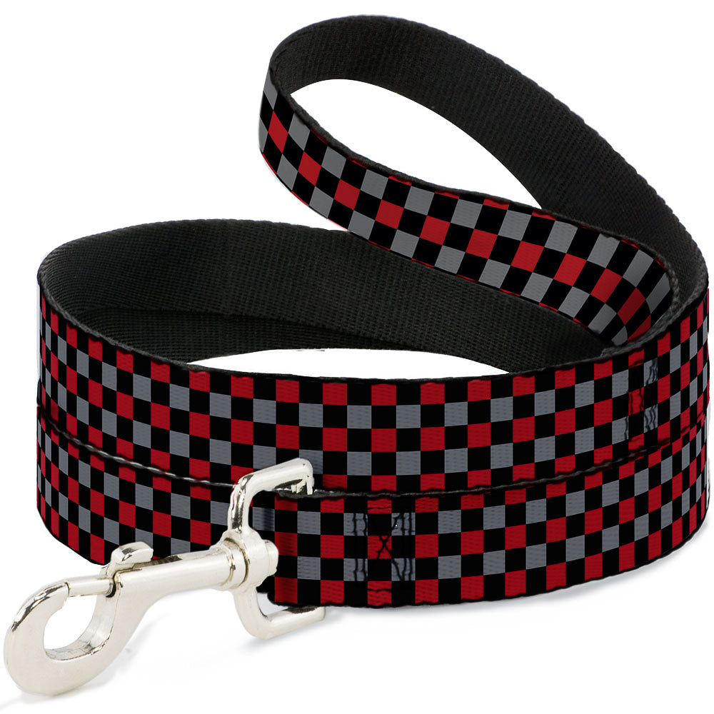 Dog Leash - Mini Checker Black/Gray/3 Red Dog Leashes Buckle-Down