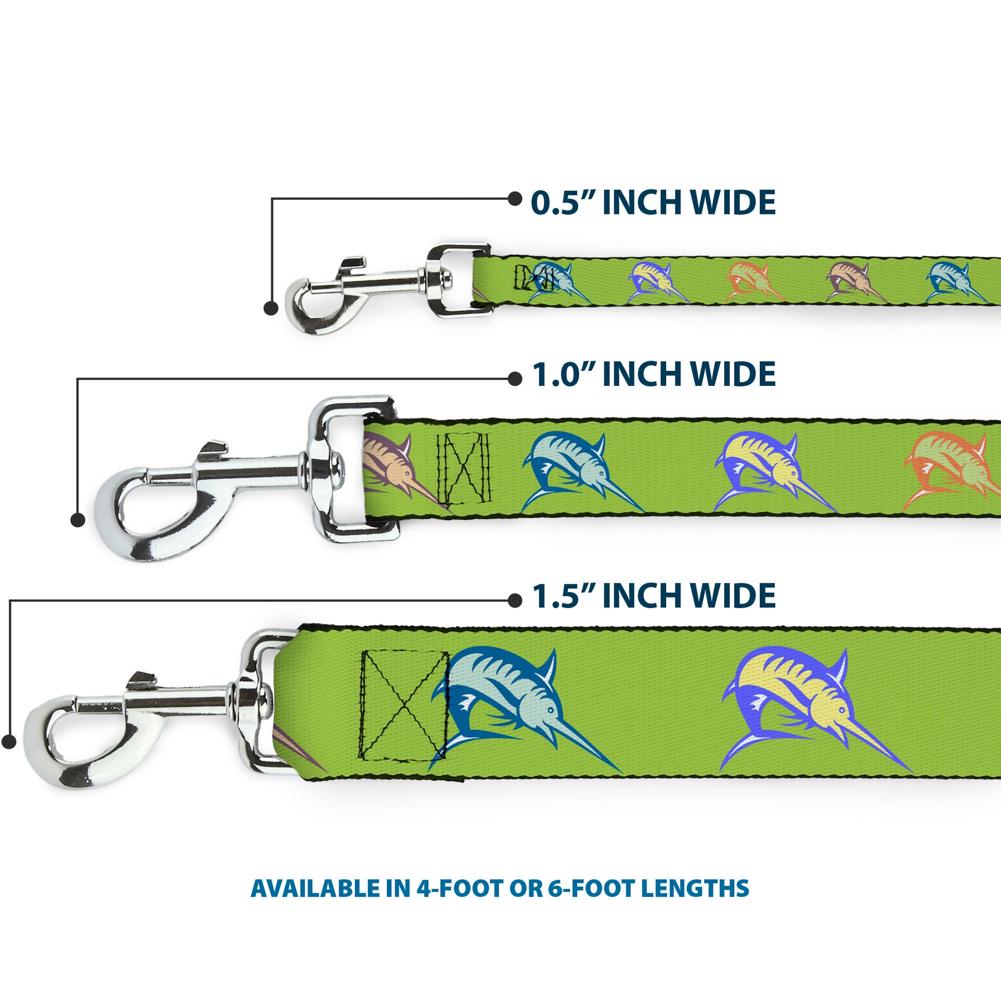 Dog Leash - Marlin Green/Multi Color Dog Leashes Buckle-Down