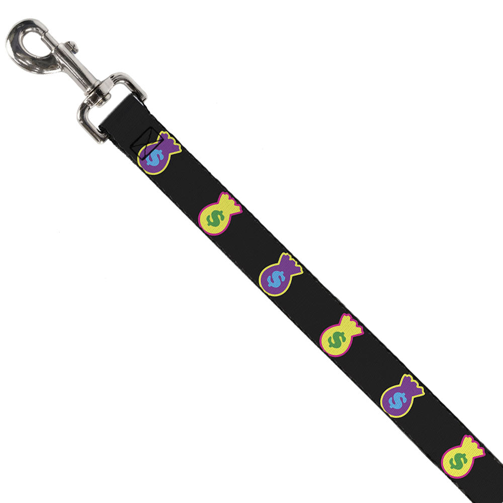 Dog Leash - Money Bags Black/Multi Color Dog Leashes Buckle-Down