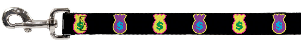 Dog Leash - Money Bags Black/Multi Color Dog Leashes Buckle-Down