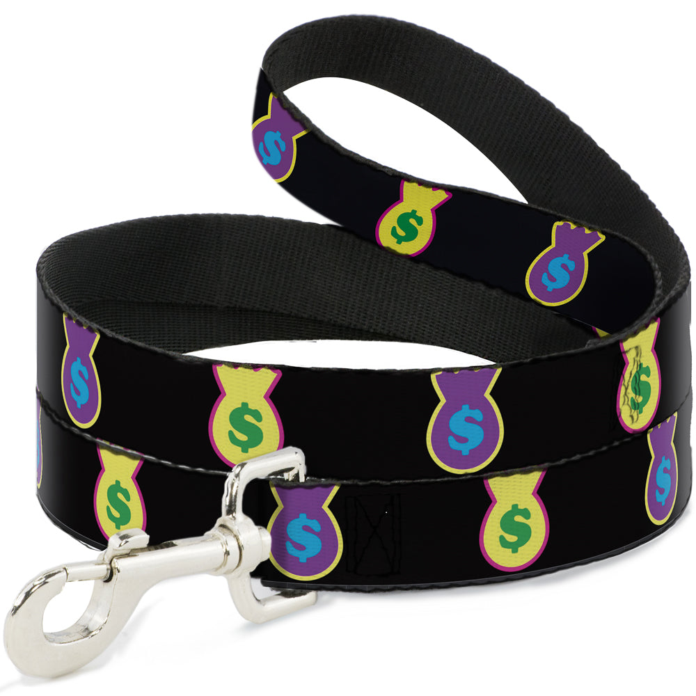 Dog Leash - Money Bags Black/Multi Color Dog Leashes Buckle-Down
