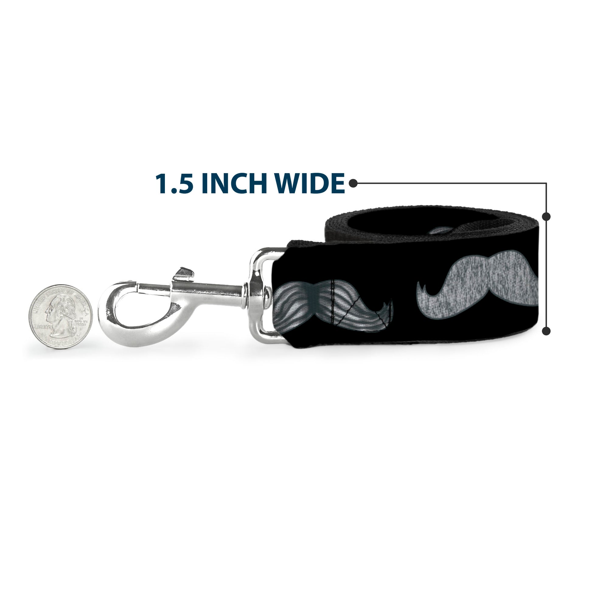Dog Leash - Mustache Sketch Black/White Dog Leashes Buckle-Down