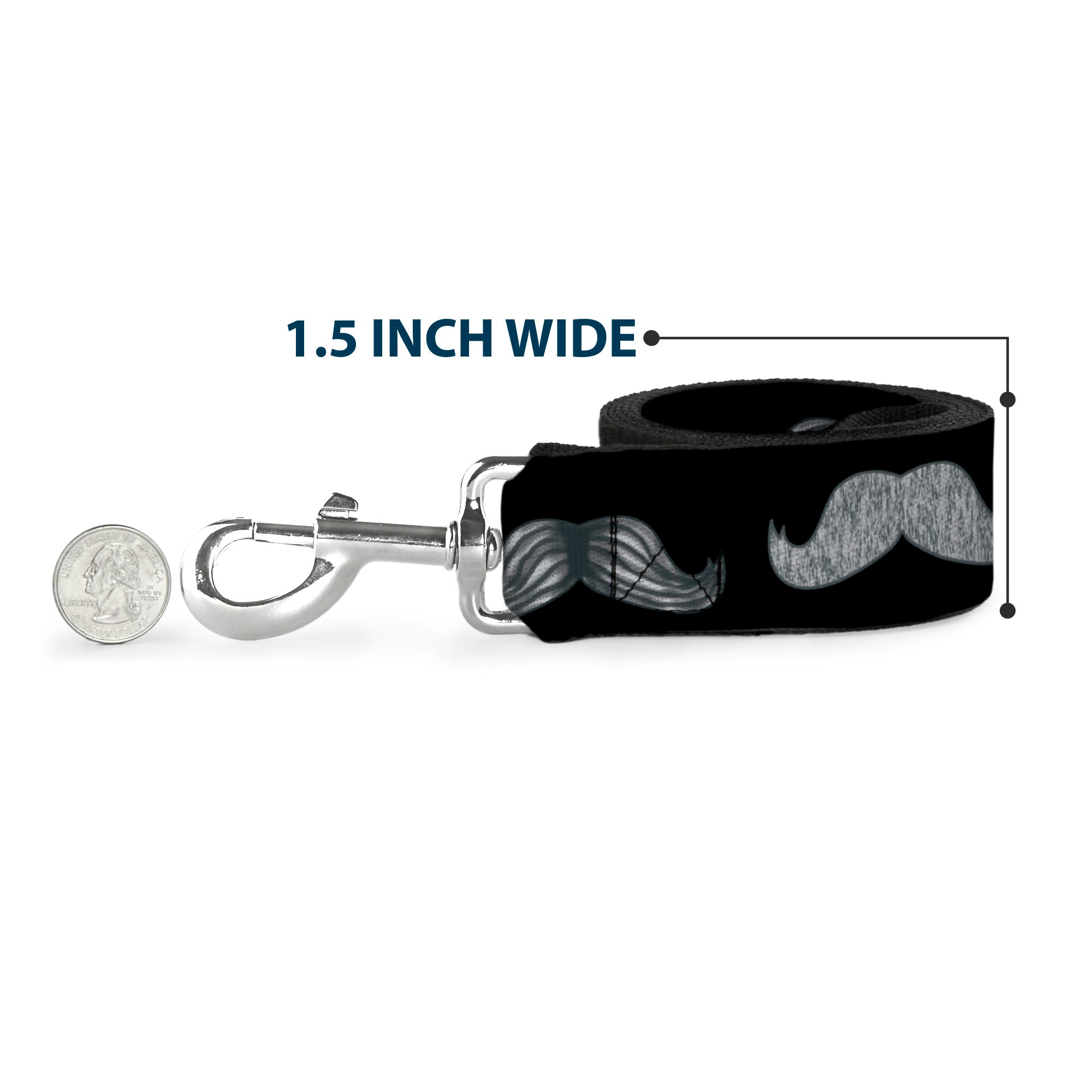 Dog Leash - Mustache Sketch Black/White Dog Leashes Buckle-Down
