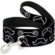 Dog Leash - Mustache Outlines Black/White Dog Leashes Buckle-Down