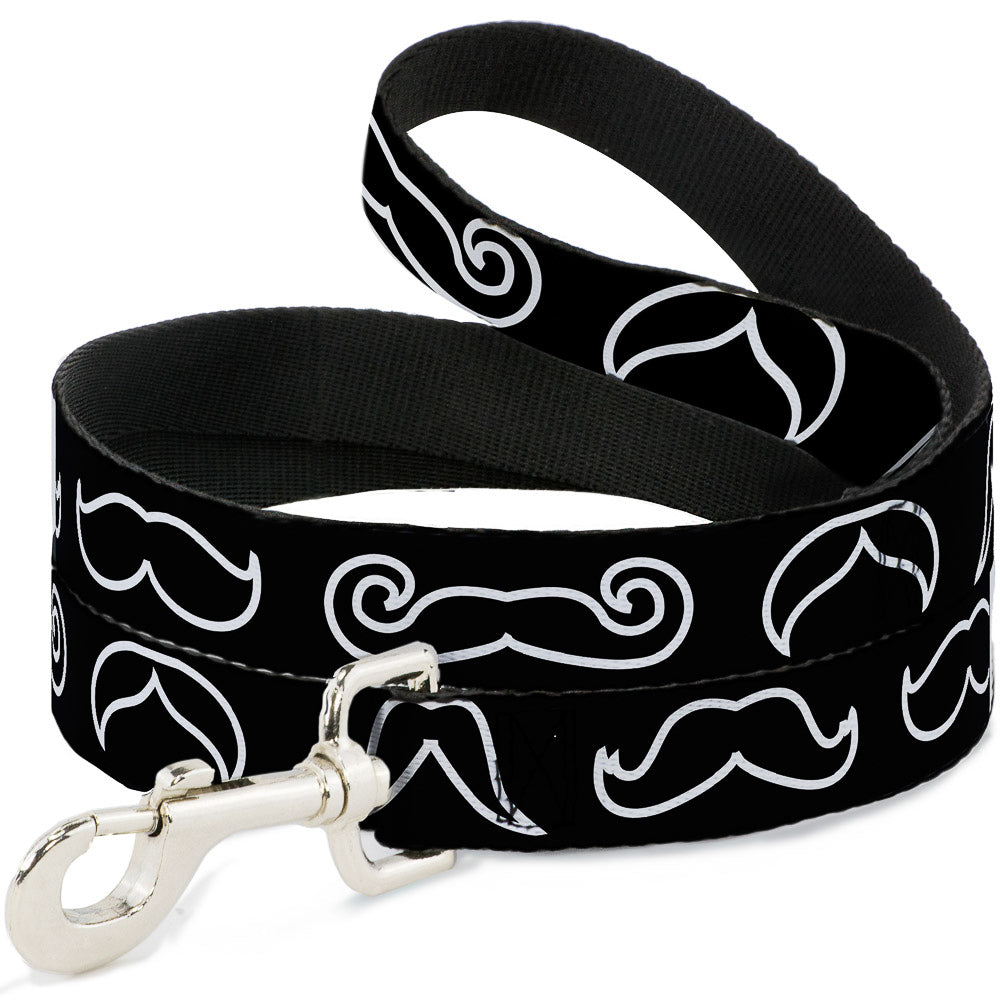 Dog Leash - Mustache Outlines Black/White Dog Leashes Buckle-Down