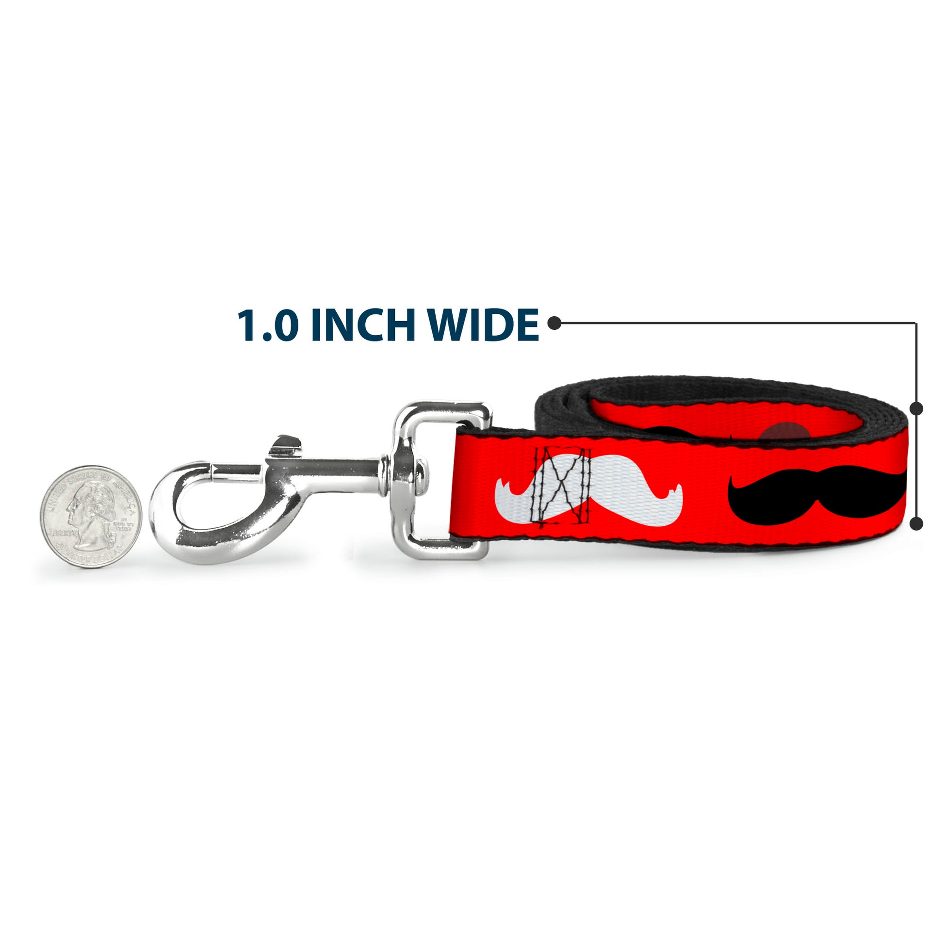Dog Leash - Mustaches Red/Brown/White/Black Dog Leashes Buckle-Down