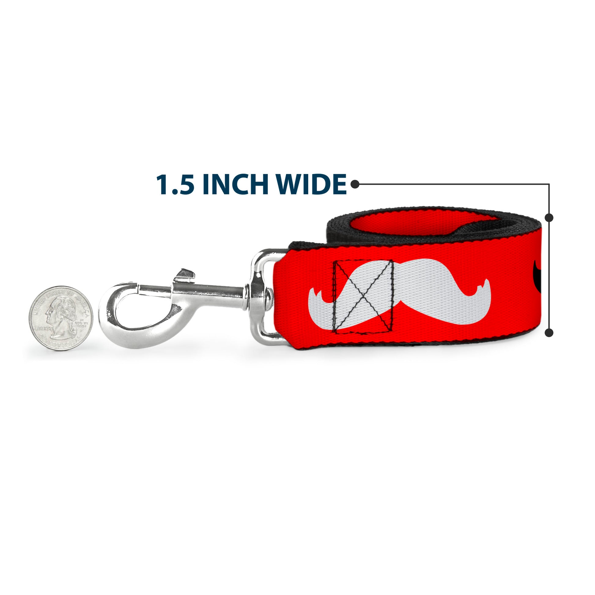 Dog Leash - Mustaches Red/Brown/White/Black Dog Leashes Buckle-Down
