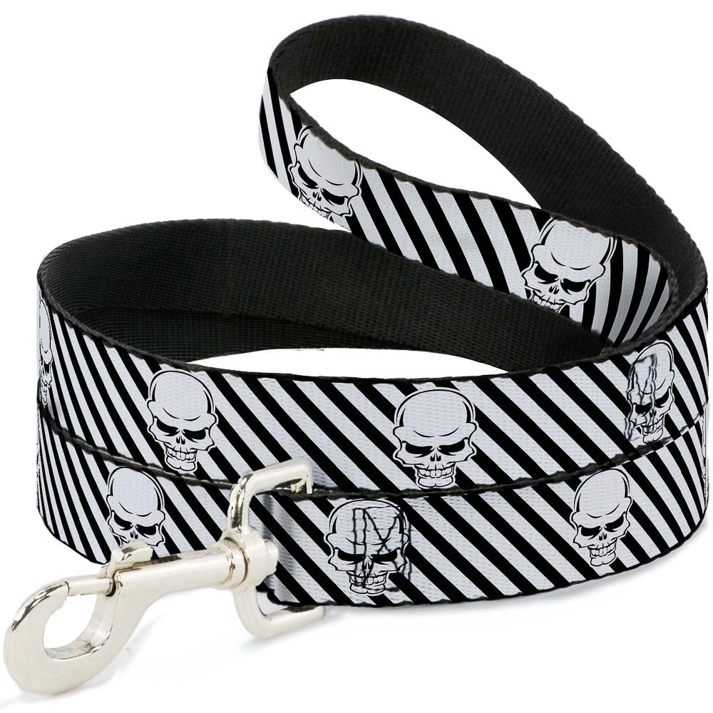 Dog Leash - Metal Skull Black/White Dog Leashes Buckle-Down