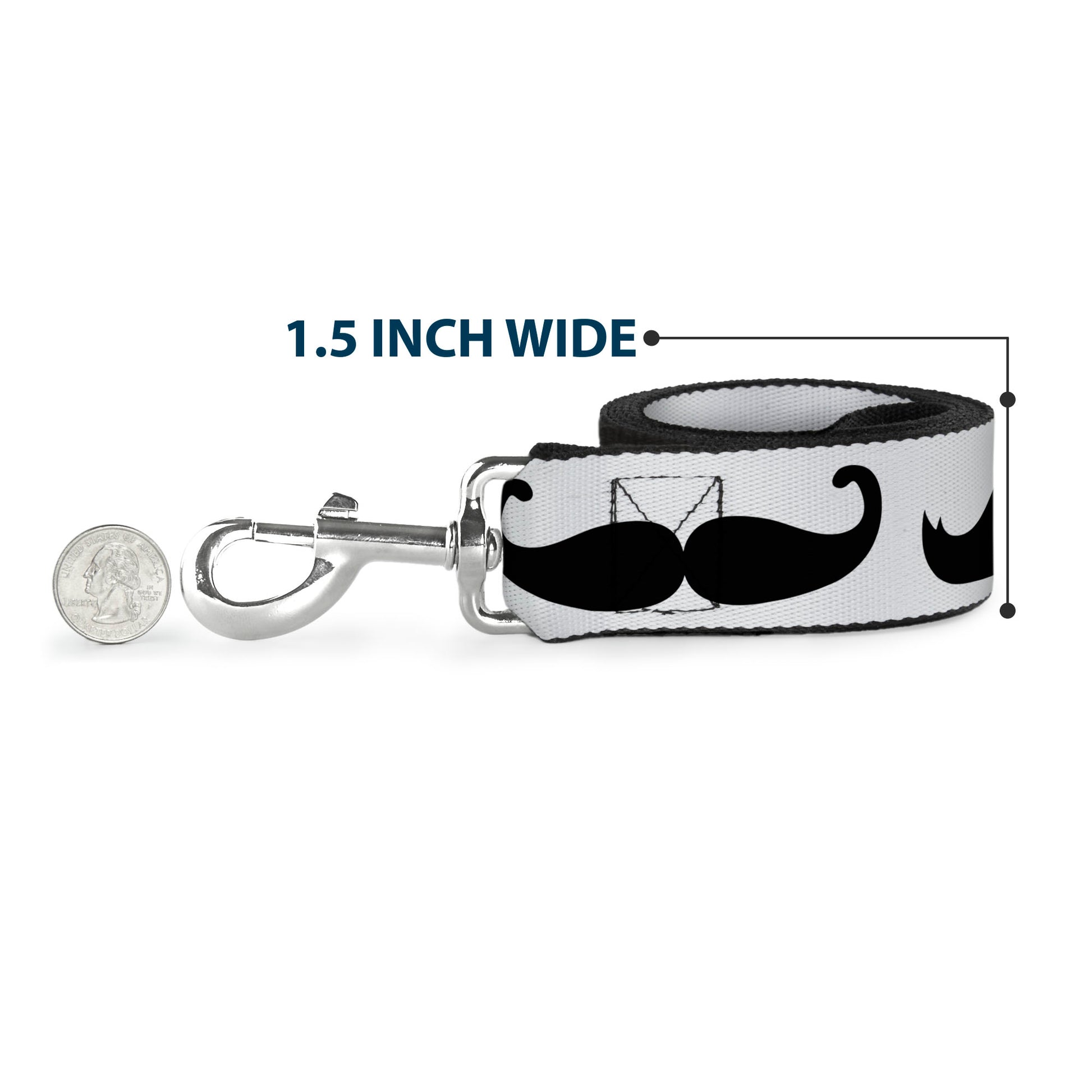 Dog Leash - Multi Mustaches Sketch White/Black Dog Leashes Buckle-Down
