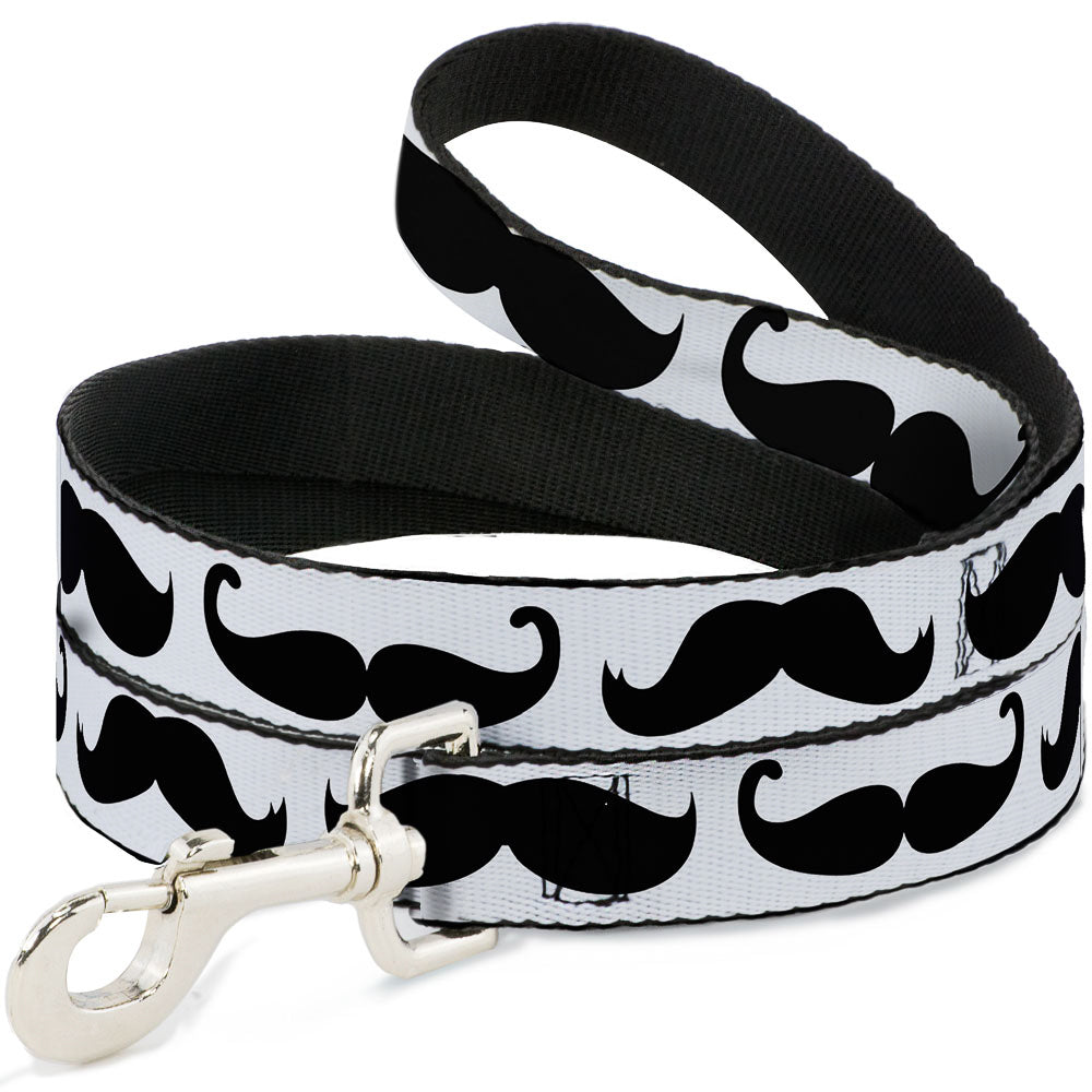 Dog Leash - Multi Mustaches Sketch White/Black Dog Leashes Buckle-Down