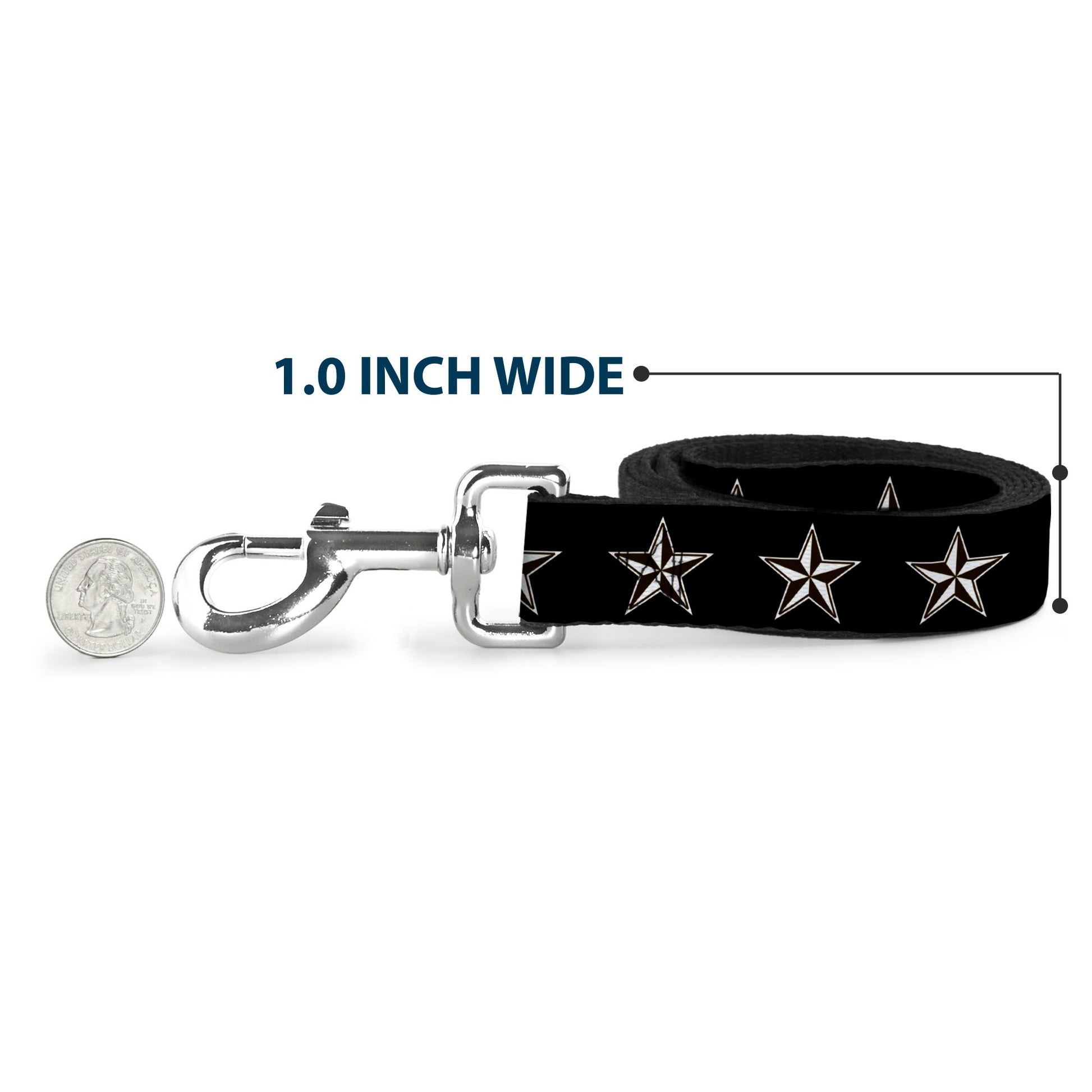 Dog Leash - Nautical Star Black/White Dog Leashes Buckle-Down