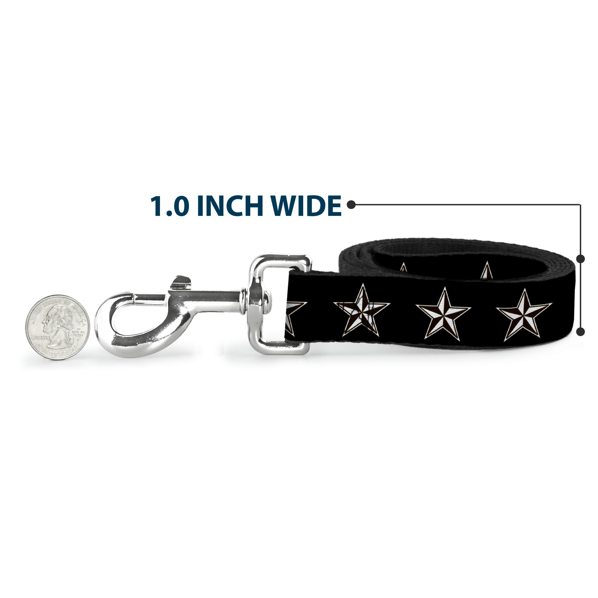 Dog Leash - Nautical Star Black/White Dog Leashes Buckle-Down
